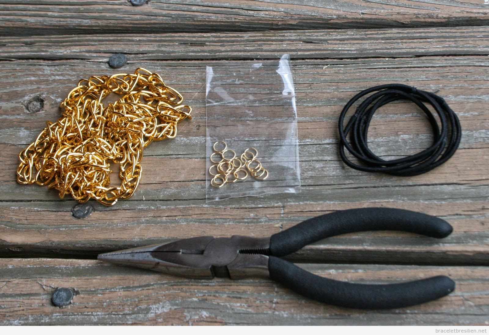 Bracelet DIY simple élastique à cheveux et chaine 2
